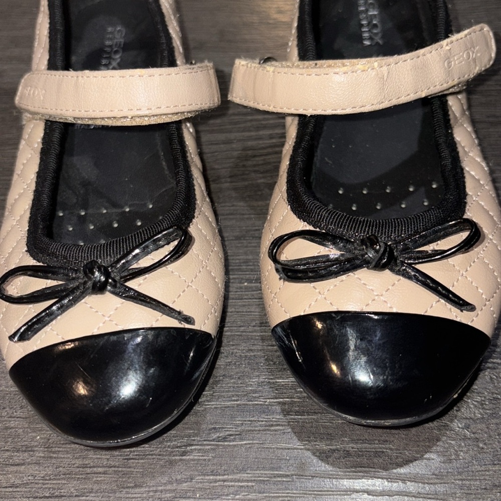 Geox Girls Pile Respira Quilted Mary Jane Flats Size 30 EU/ 12 US Tan/Black - Picture 10 of 12